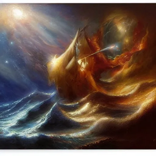 Image similar to a mind forever voyaging, fantasy, sea, cosmos, eternity, johan grenier