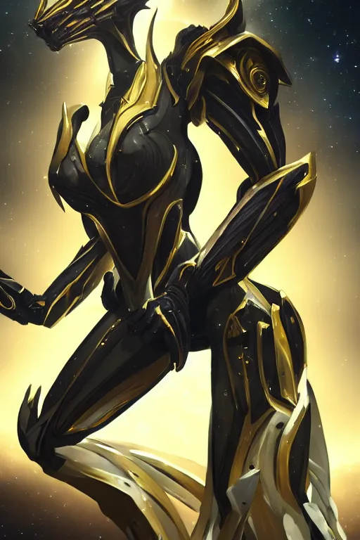 Image similar to galactic hyperdetailed elegant beautiful stunning giantess saryn anthropomorphic mecha female dragon goddess, streamlined spines, sharp metal ears, sleek yellow eyes, sleek gold skin, smooth gold armor, bigger than galaxy, epic proportions, epic scale, epic size, warframe destiny fanart, furry, dragon art, goddess, giantess, furaffinity, octane render