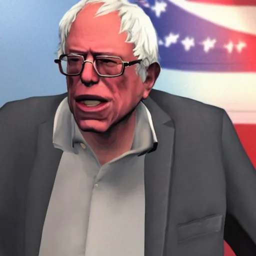 Image similar to Bernie Sanders as a gangster in GTA 5 4k