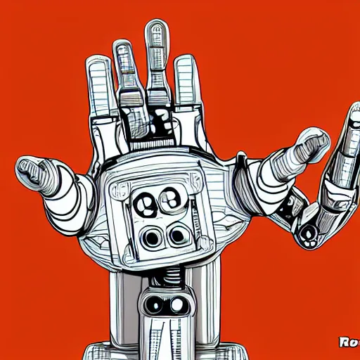 Prompt: robot hands line-art