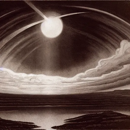 Prompt: art by lynd ward, albert bierstadt