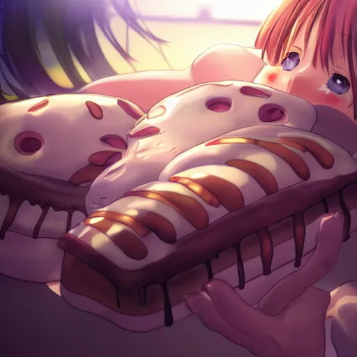 Prompt: an anime girl having a dream about doughnuts, anime concept art, 4k