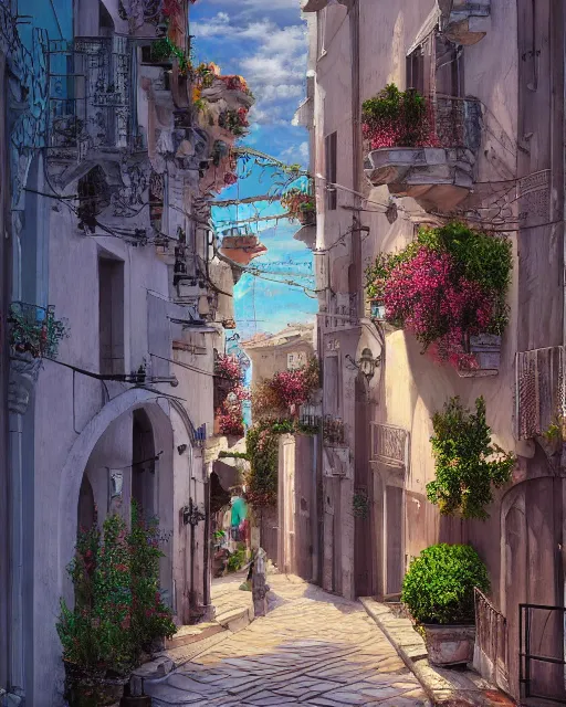 Image similar to conversano, apulia by yoshitaka amano 4 k hyper detailed trending on artstation