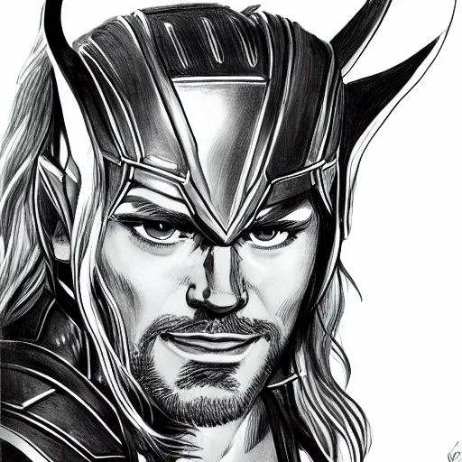 Image similar to thor. detailed portrait. anime style