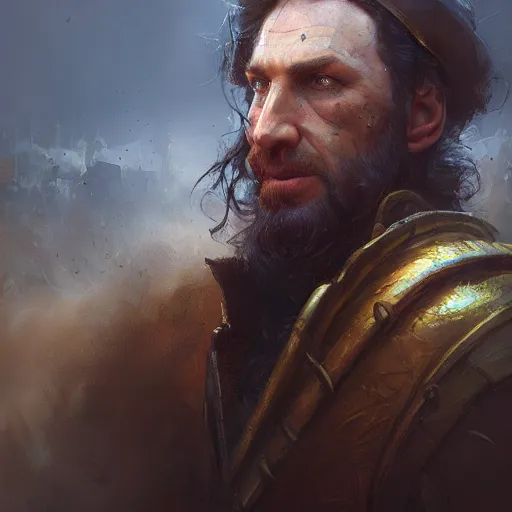 Image similar to ultra realistic portrait painting of victor saltzpyre, art by marc simonetti, 4 k, ultra realistic, highly detailed, epic lighting