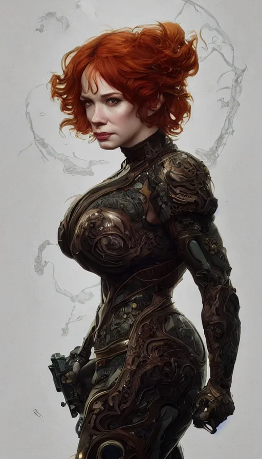 Prompt: Christina Hendricks, perfectly-centered-photograph of Christina Hendricks, sweaty, dynamic action pose, insane, intricate, highly detailed, Zeiss Lens, artstation, smooth, sharp focus, illustration, Unreal Engine 5, 8K, art by artgerm and greg rutkowski and alphonse mucha