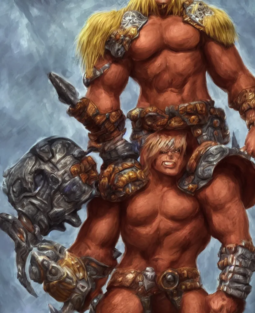 Image similar to photorealistic he-man