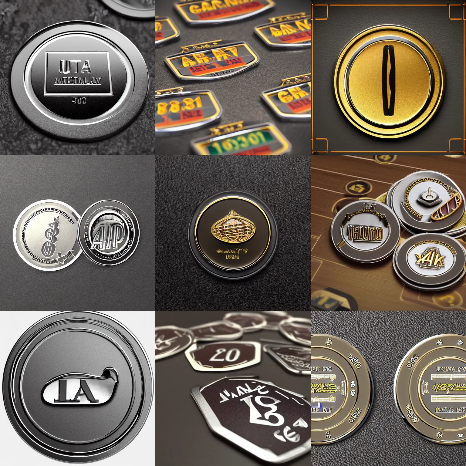 Prompt: a simply designed metal token for a casino, ultra realistic, highly detailed, 4k quality photo