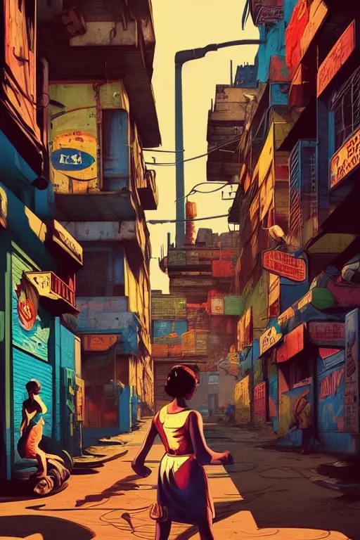 Prompt: slum neighbourhood. pop art, pixel, bioshock art style, gta chinatown art style, dynamic proportional, dynamic composition, sharp focus, intricate, without, elegant, aesthetic, warm colour, art by artgerm and richard hamilton and mimmo rottela