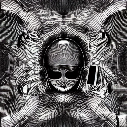 Image similar to post - punk new age album cover, psychedelic, black white pink, magic, giger h. r.