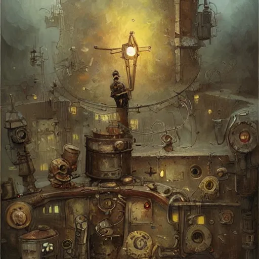 Image similar to wwii, steampunk, oil painting. by tony sandoval