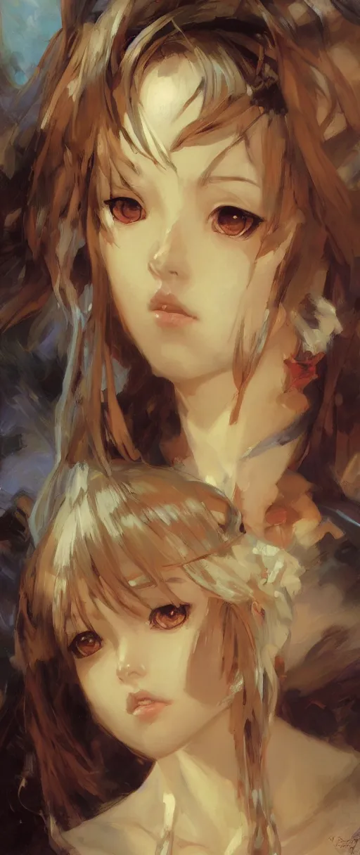 Prompt: cute anime girl face, painting by gaston bussiere, craig mullins, j. c. leyendecker