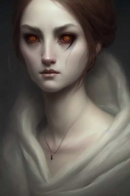 Prompt: a portrait of a creepy creature, illustration, soft lighting, soft details, dark mood, painting oil on canvas by Edmund Blair Leighton and Charlie Bowater octane render trending on artstation d&d characters, 4k, 8k, HD