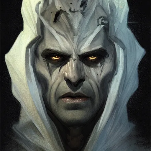 Prompt: ''face portrait of hades from greek mythology half covered by shadows, black shadows, greece, fantasy, dungeons and dragons, d & d, digital painting, artstation, concept art, sharp focus, illustration, art by greg rutkowski and alphonse mucha''