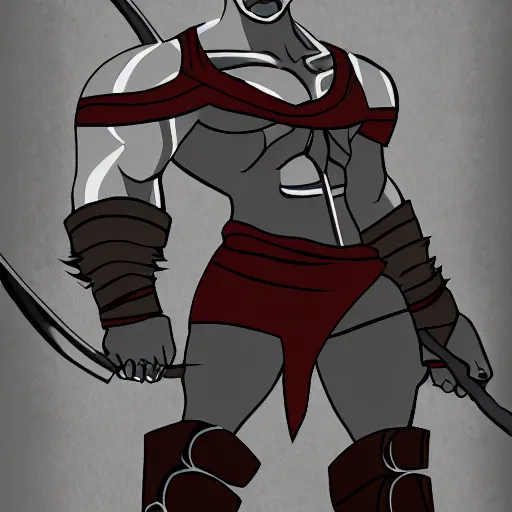 Image similar to kratos in the game hades, still from the game, cel shaded, cartoon style