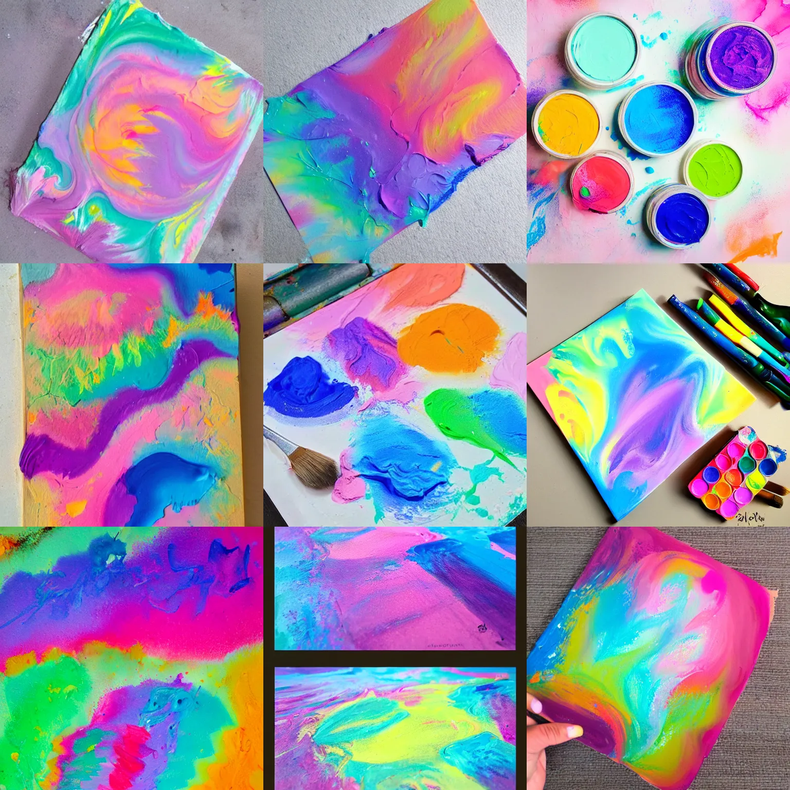 Prompt: colorful pastel paint pour