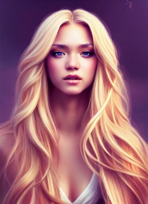 Prompt: photo of a gorgeous female with long blonde hair in the style of stefan kostic, realistic, full body shot, wide angle, sharp focus, 8 k high definition, insanely detailed, intricate, elegant, art by stanley lau and artgerm, floating embers