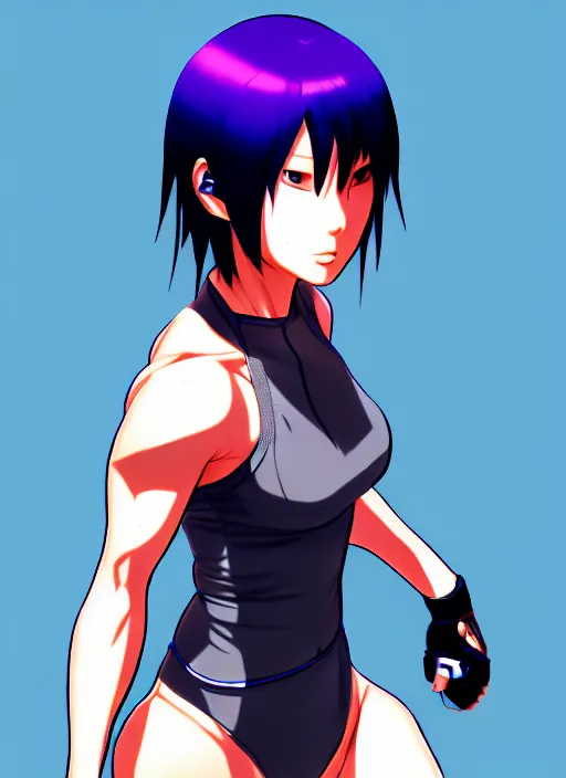 Image similar to color digital pen lineart sketch of athletic motoko kusanagi, by gnomon, by ilya kuvshinov, trending on pixiv fanbox