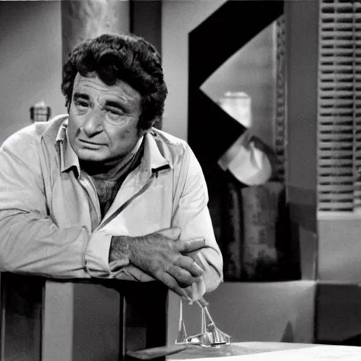 Prompt: A still of Peter Falk on Match Game '73