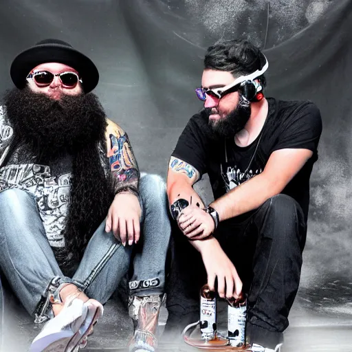 Prompt: beardthug, dj, music festival, hyperrealistic
