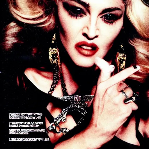 Prompt: Madonna for Versace 1990s magazine ad campaign