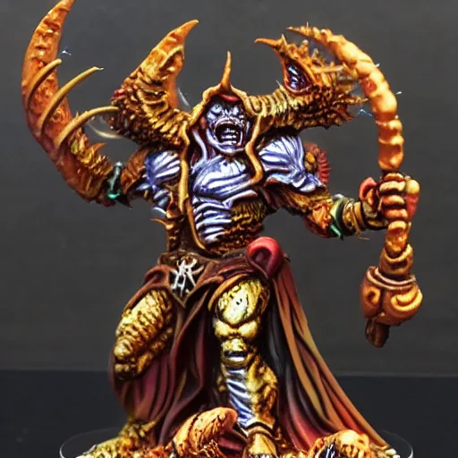 Prompt: golden demon winner, light box shot, detailed airbrush miniature, demon, 4 0 k 2 0 2 2