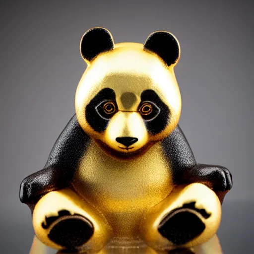 Image similar to Golden Panda Figure, 8K, studio light