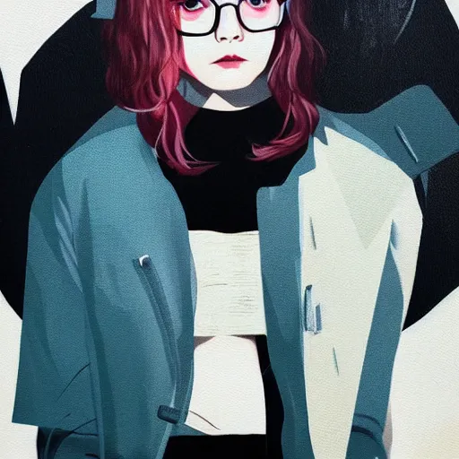 Image similar to Elle Fanning in a David Fincher film picture by Sachin Teng, asymmetrical, dark vibes, Realistic Painting , Organic painting, Matte Painting, geometric shapes, hard edges, graffiti, street art:2 by Sachin Teng:4