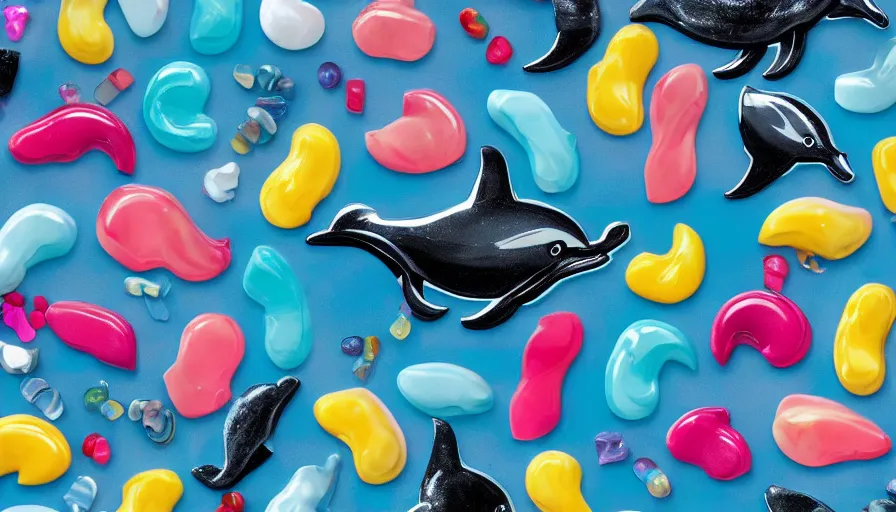 Image similar to cheery, car, dolphin, marble, candy 8 k