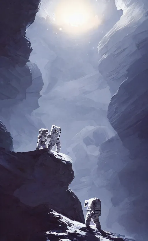 Image similar to a beautiful artwork illustration, astronauts with flashlights stand in front of a giant obsidian monolith on the moon, by greg rutkowski and jesper ejsing and raymond swanland, featured on artstation, wide angle, vertical orientation