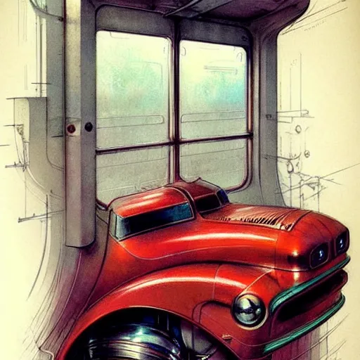 Image similar to ( ( ( ( ( 1 9 5 0 s retro future industrial spaceship window. muted colors. ) ) ) ) ) by jean baptiste monge!!!!!!!!!!!!!!!!!!!!!!!!! chrome red