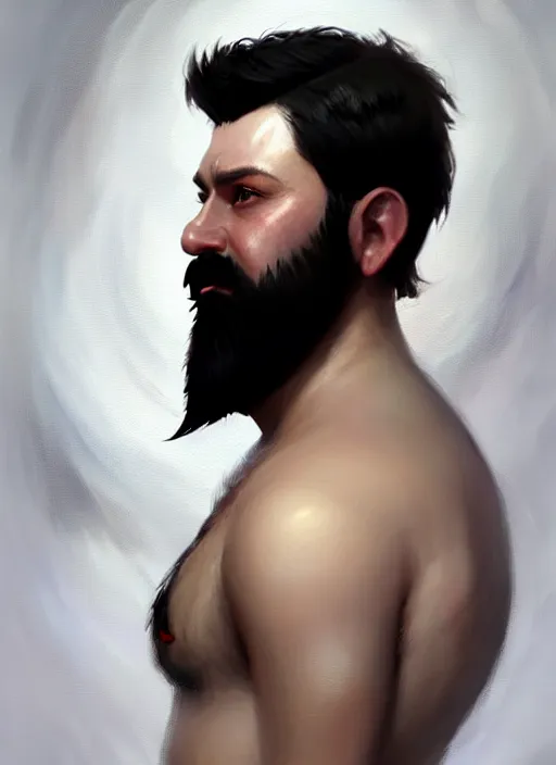 Image similar to a _ fantasy _ style _ portrait _ painting _ of white male short black hair chubby disconnected beard, rpg dnd oil _ painting _ unreal _ 5 _ daz. _ rpg _ portrait _ extremely _ detailed _ artgerm _ greg _ rutkowski _ greg