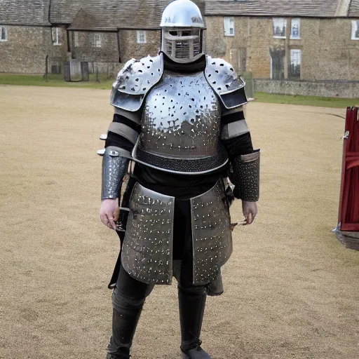 Prompt: Boris Johnson with armour like a medieval knight, photo