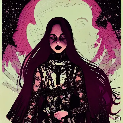 Prompt: A ultra detailed illustration of a gothic princess, by Tomer Hanuka, trending on ArtStation,