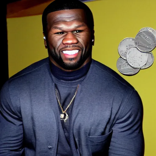 Prompt: 5 0 cent made of coins