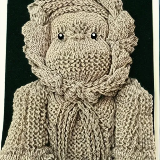 Prompt: knitted god,