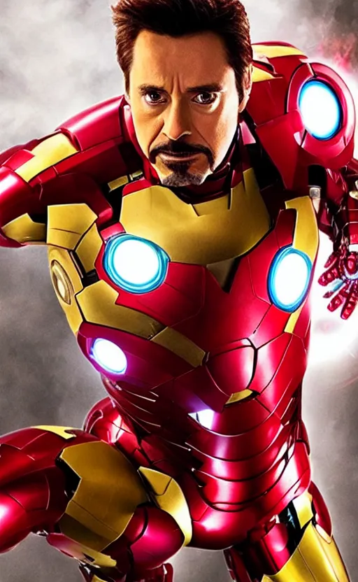 Image similar to jim carrey as iron man, marvel cinematic universe, making out, photo, highly detailed, cinematic still