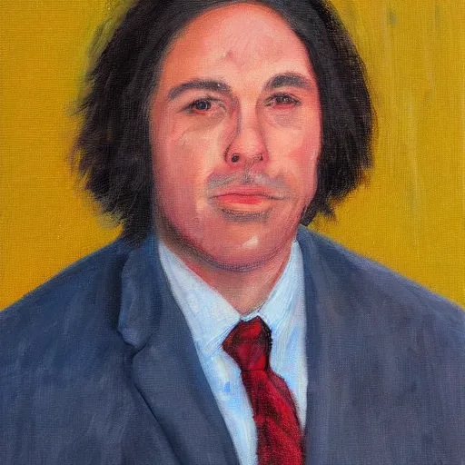 Image similar to rob schrab, oil painting