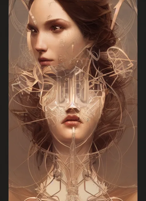 Image similar to symmetry!! hands, machine parts embedded into face, intricate, elegant, highly detailed, digital painting, artstation, concept art, smooth, sharp focus, illustration, art by artgerm and greg rutkowski and alphonse mucha, 8 k