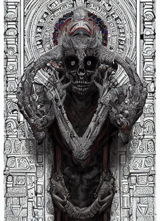 Image similar to digital _ painting _ of _ cizin mayan god of death _ by _ filipe _ pagliuso _ and _ justin _ gerard _ symmetric _ fantasy _ highly _ detailed _ realistic _ intricate _ port