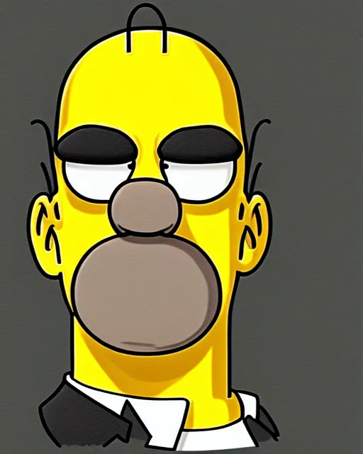 Image similar to portrait of homer simpson, concept art, sumi - e style, artstation, trending, highly detailed, smooth, focus, art by yoji shinkawa