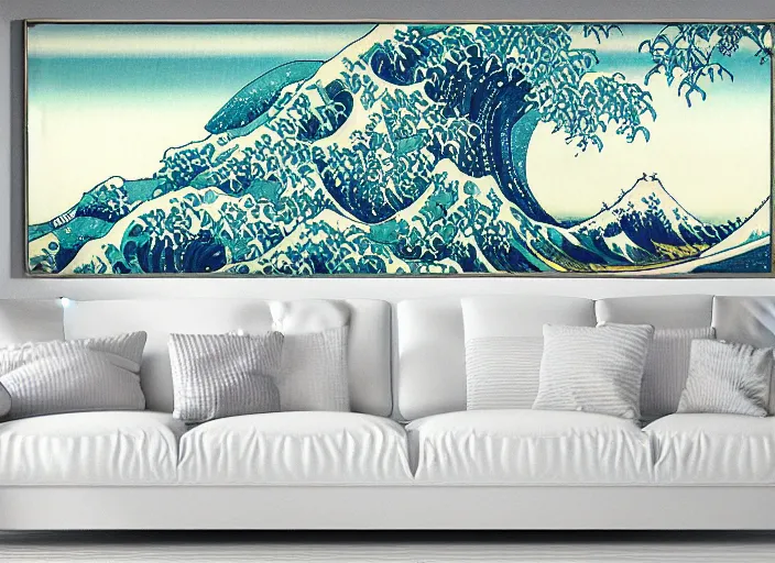 Prompt: dreamlike onsen with beautiful scenery in Japan, flowy lush garden, intricate complexity, multiversal waves by Hokusai, printed on rgb reflective chrome canvas