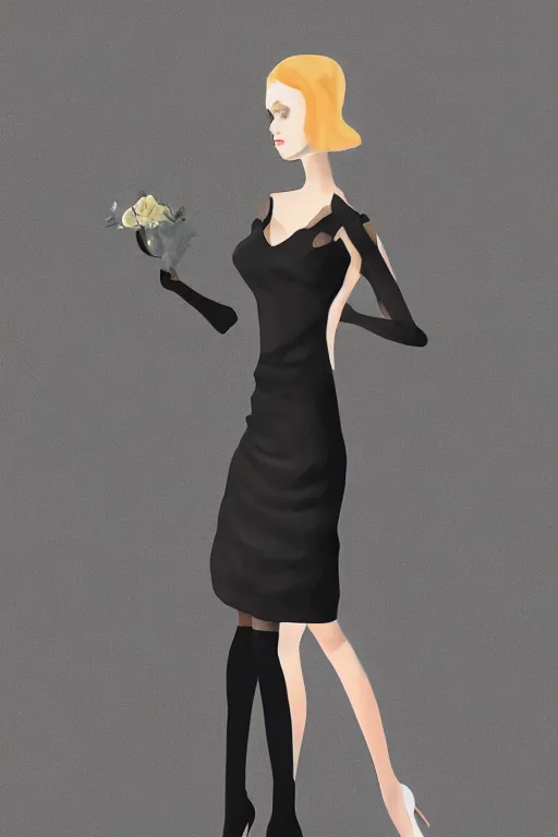 Prompt: full body aesthetic digital illustration of a beautiful young woman walking a runway in a furry little black dress, by wlop and Julia Razumova, realistic, photorealistic, , deviantArt, trending on artstation, artstation HQ