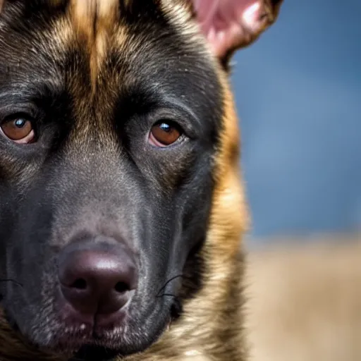 Prompt: A dog of the breed belgian malinois in a space suit looking out over his farmland on the moln, 4k