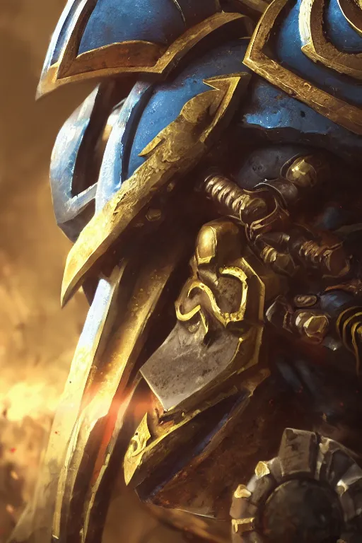 Image similar to armor portrait heros warhammer 4 0 k horus heresy fanart - the primarchs emperor by johannes helgeson animated with vfx concept artist & illustrator global illumination ray tracing hdr fanart arstation zbrush central hardmesh 8 k octane renderer comics stylized