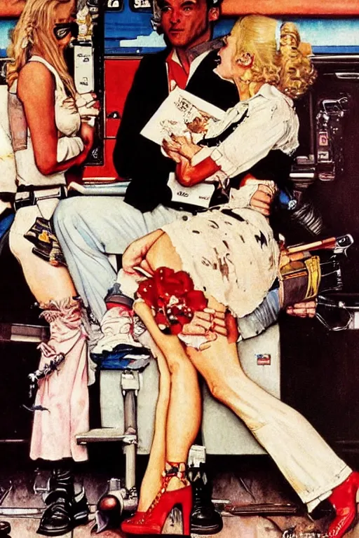 Image similar to True Romance movie painted by Norman Rockwell