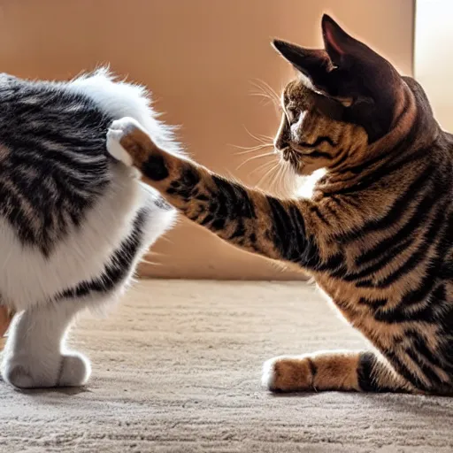 Image similar to cat slapping dog