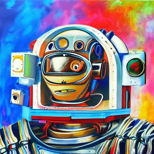 Prompt: a painter who is a robot, painting on a canvas, highly detailed, dramatic, award winning