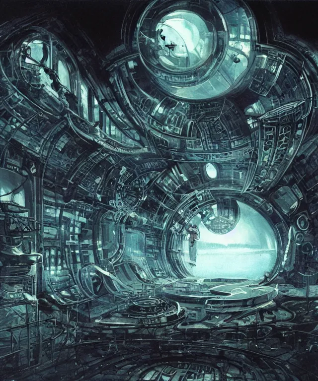 Image similar to a futuristic space colony, large bubble archaeologies, highly detailed, sci-fi, high-tech, neon lights, h.r. giger, alien technology