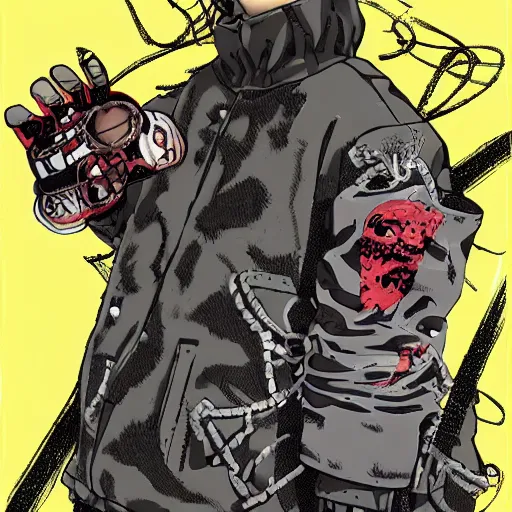 Image similar to balenciaga campaign in the style of dorohedoro